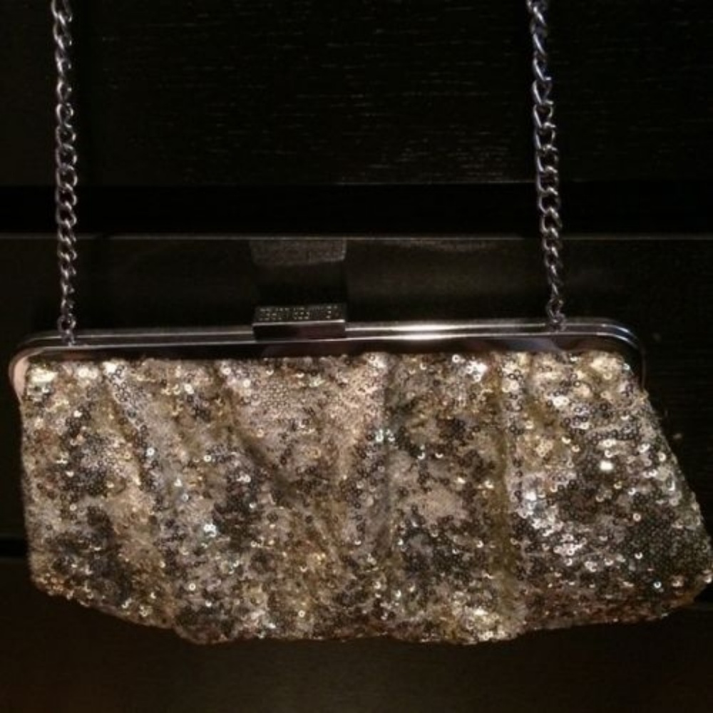 Jennifer Lopez Isadora Handbag Gold Silver Sequins - Picture 3 of 4